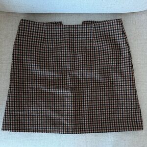 Astr Brown Checkered Mini Skirt
